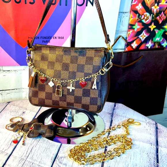 Louis Vuitton Handbags - Louis Vuitton Damier Ebene cosmetic Trousse pouch Crossbody bag charm keychain